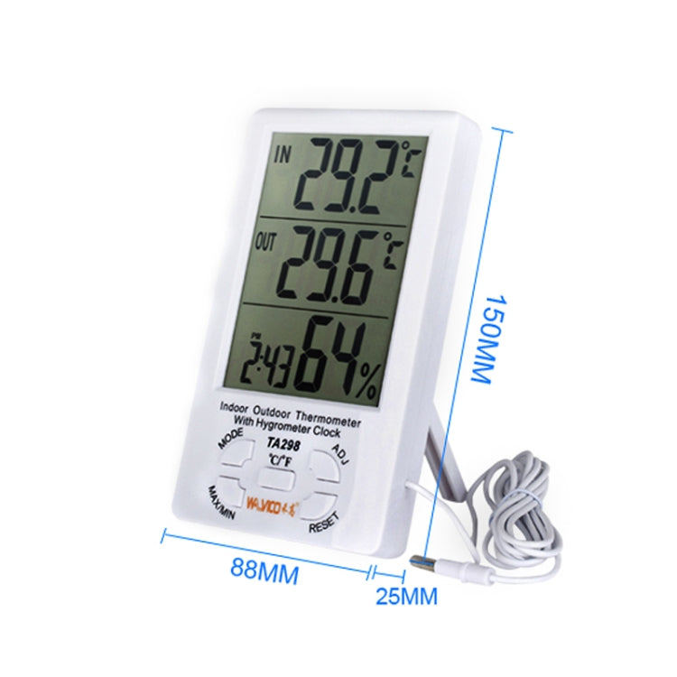 TA298 Digital LCD Humidity / Hygrometer and Thermometer with Extra Sensor Cable, TA298
