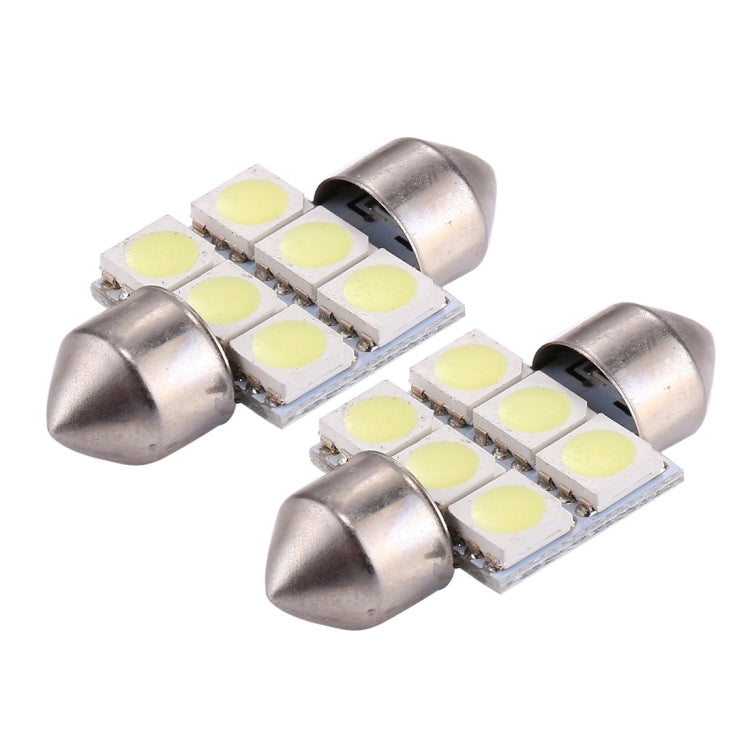2 PCS 31mm Super White 6 LED Car Bulb Reading Light, 31mm