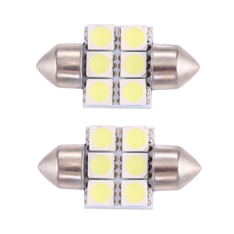 2 PCS 31mm Super White 6 LED Car Bulb Reading Light, 31mm