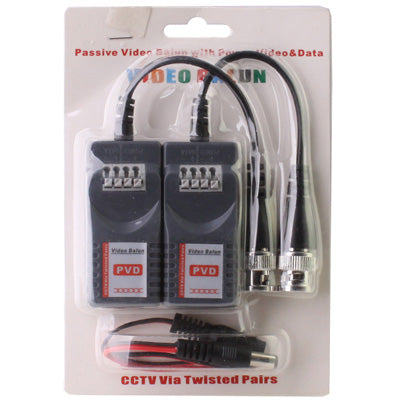 2 PCS Passive Video Balun with Power Video / Data(Grey)