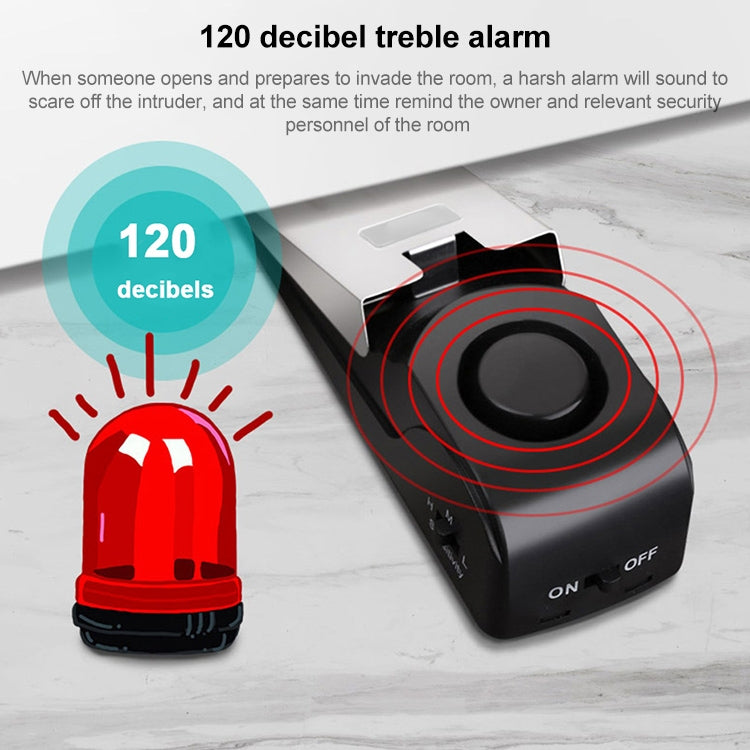 HH-MD001 Door Stop Wedge Alarm for Home and Travel(Black)
