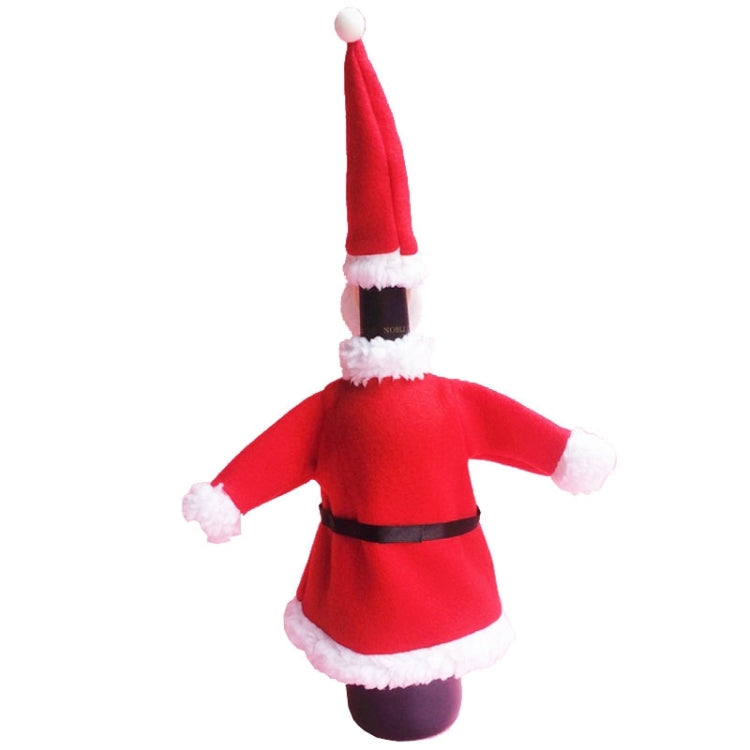 Christmas Dinner Table Santa Decoration Cloth Plush Champagne Wine Bottle Bags Sets, Santa  Cloth