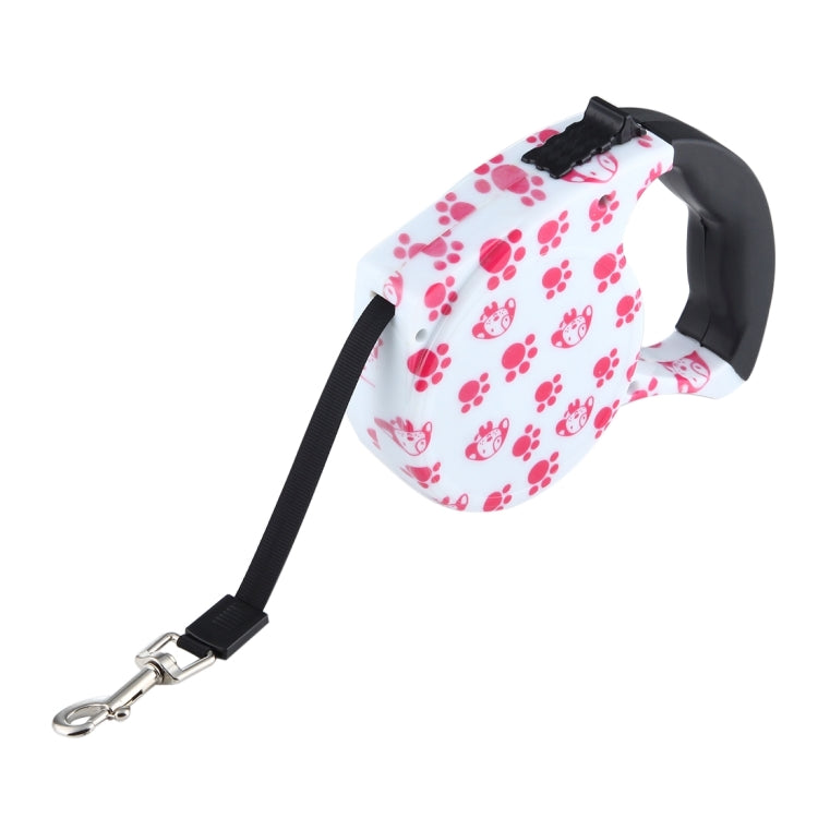 5m Pink Dog Footprint Pattern Easy Operation Retractable Dog Leash, Pink Dog Footprint