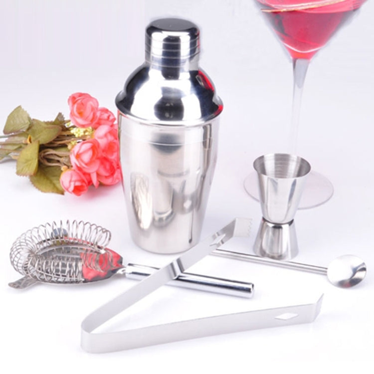 5 in 1 Classic Stainless Steel Shaker Set, Capacity: 550ml (Shaker + Jigger + Strainer + Ice Clip + Stirrer Pipe), 5 in 1 Shaker Set