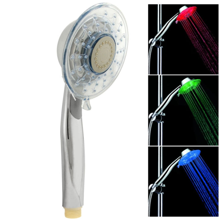 Temperature Detectable 3-Color (Green / Blue / Red) LED Shower Head, No Battery, SDS-A3