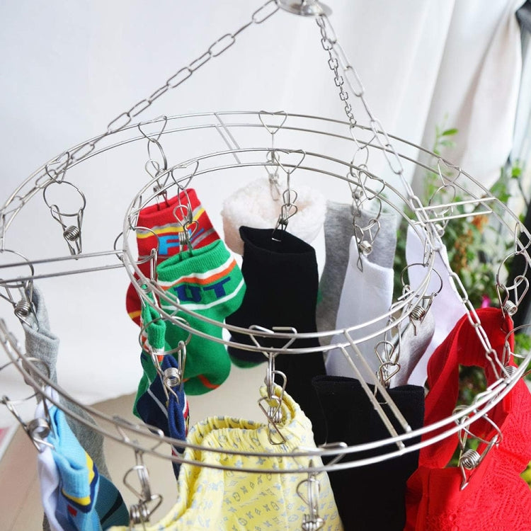 Round Stainless Steel Clothes Clip Hanger with 20 Clips, 20 Clips Hanger