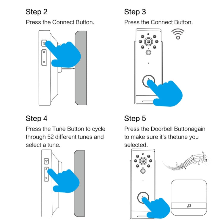 B10 52 Chimes 110dB Doorbell Receiver Low Power Consumption Home Door Tools, US Plug, AC 90-260V