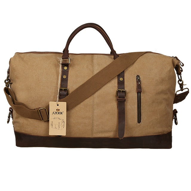 S-ZONE Oversize Canvas Duffel Weekender Bag Mens Travel Tote Handbag