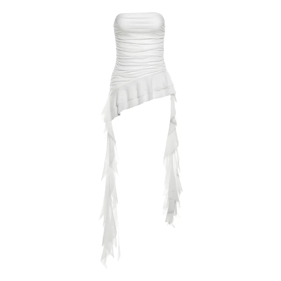 Nibber 2024 Spring New Solid Color Sweet Gentle Cute All-match High Street Travel Sexy Cool Women Chest Wrap ruched Tassel Vest