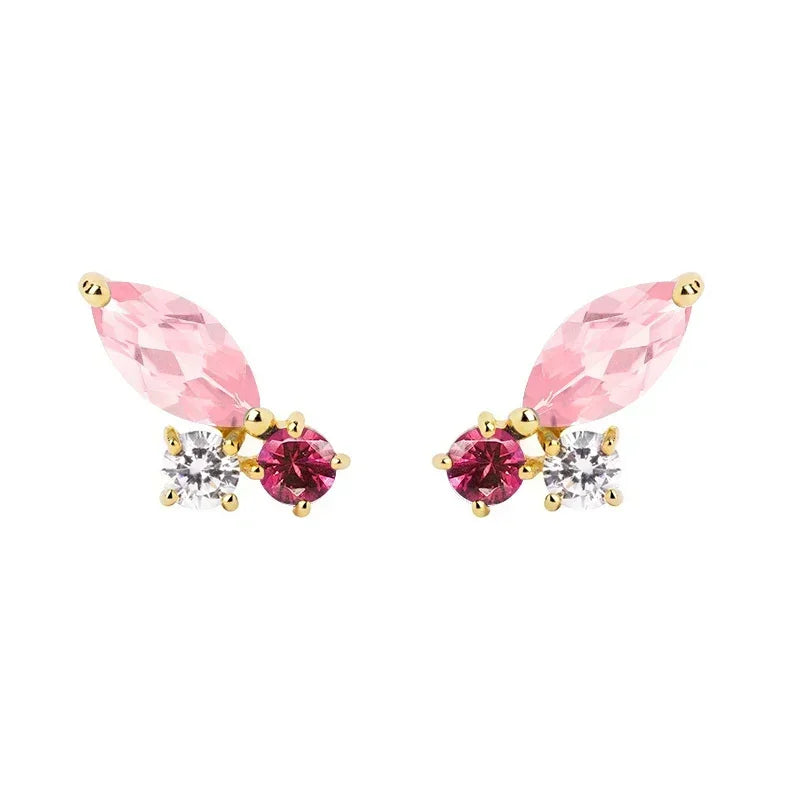 925 Sterling Silver Ear Needle Rose colors Zircon Hoop Geometric Pendant Earrings for women Luxury Fashion Wedding Jewellery2023