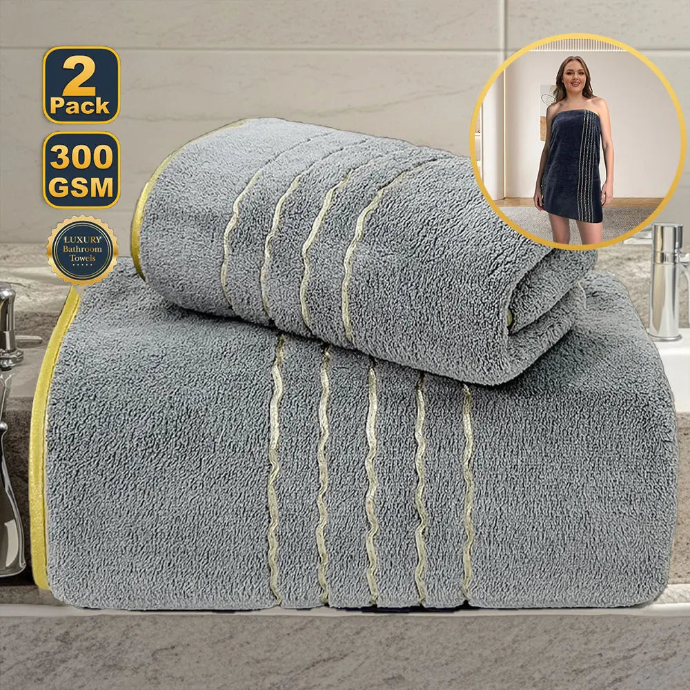 2pcs Set  Bathroom Towel Sets, Thickened Absorbent Bath Embroidered. Christmas Gift  Sets.