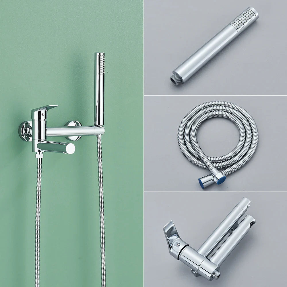 Uythner Bathtub Faucet With Hand Sprayer Shower Faucet Wall Mount Hot Cold Water Mixer For Bathroom Bath Shower Set System