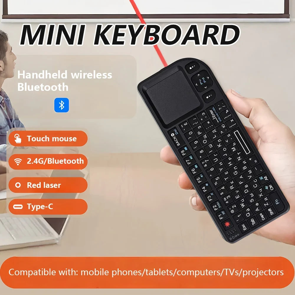 2.4G/Wireless Bluetooth Mini Keyboard Multifunctional Red Laser Keyboard With Touch Mouse Compatible For iOS Windows Android