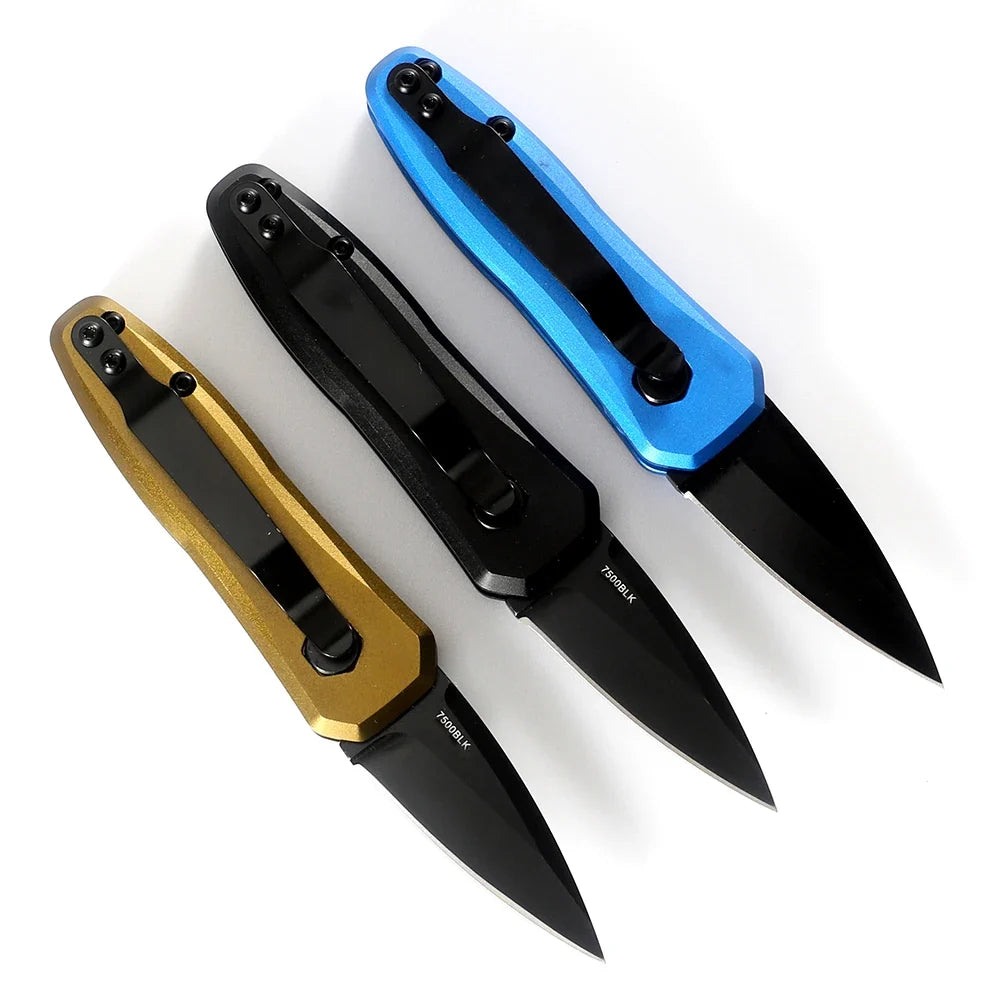 7500 folding pocket knife 1.9 inch black 8CR13 blade, aluminum handle camping hunting fishing outdoor tool EDC