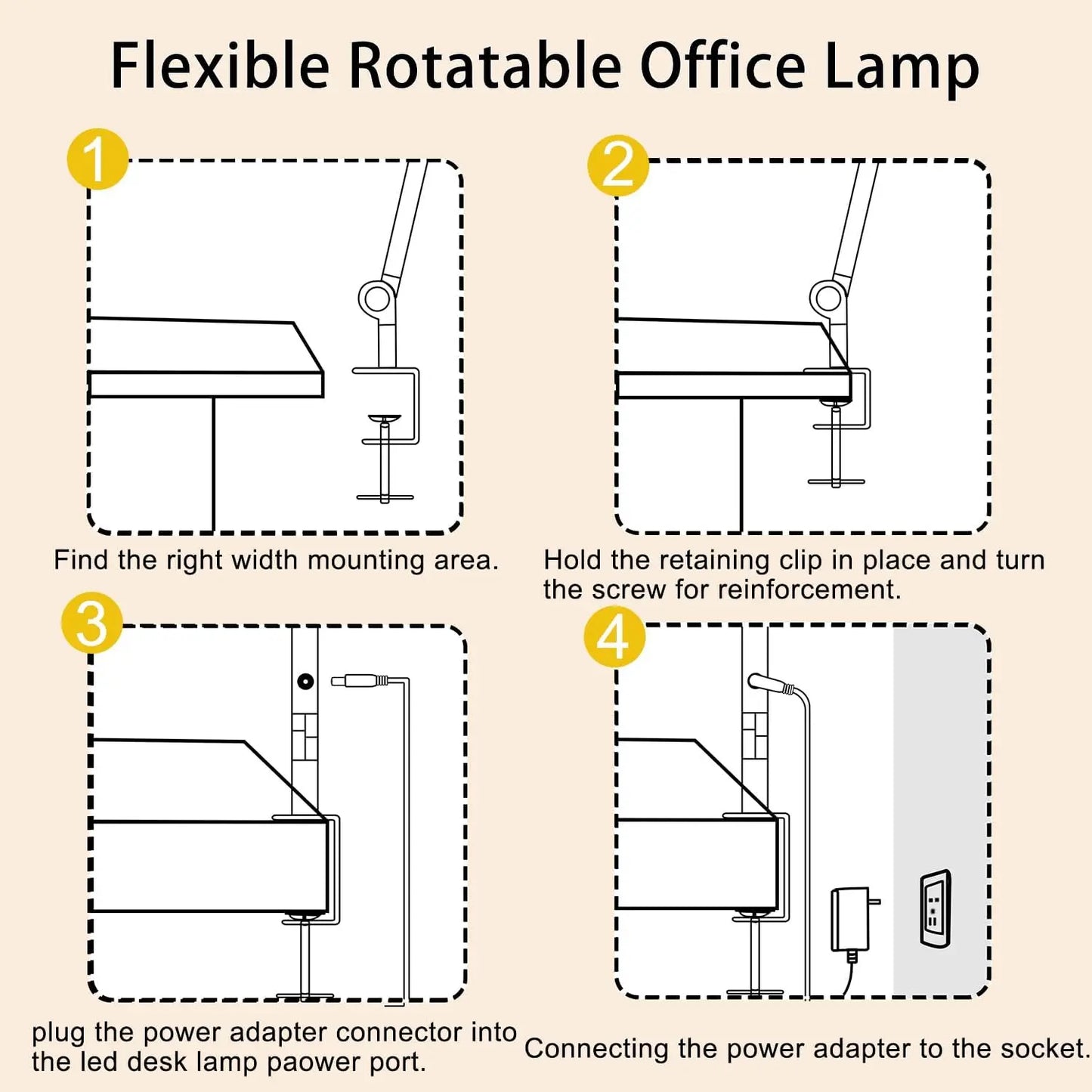LED Desk Lamp with  Flexible 4 sections Swing Arm  4 Color Modes & 5 Brightness