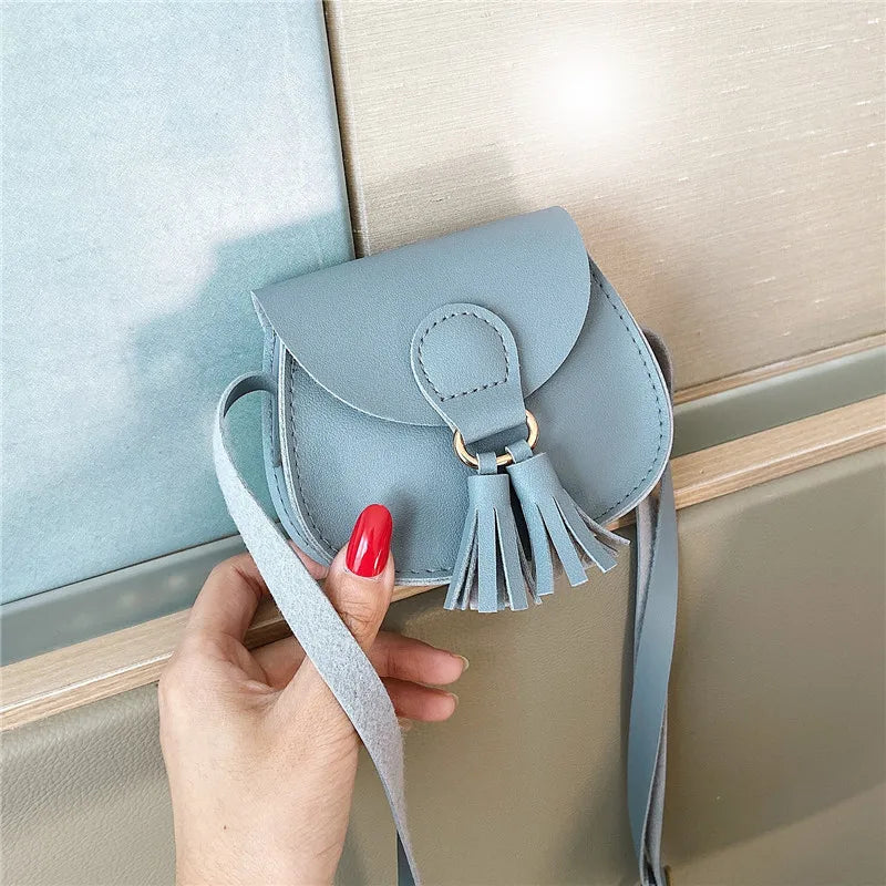 New Mini Children Bag Cute PU Tassels Decor Princess Messenger Bags for Baby Girls Fashion Shoulder Bag Girls Birthday Gifts