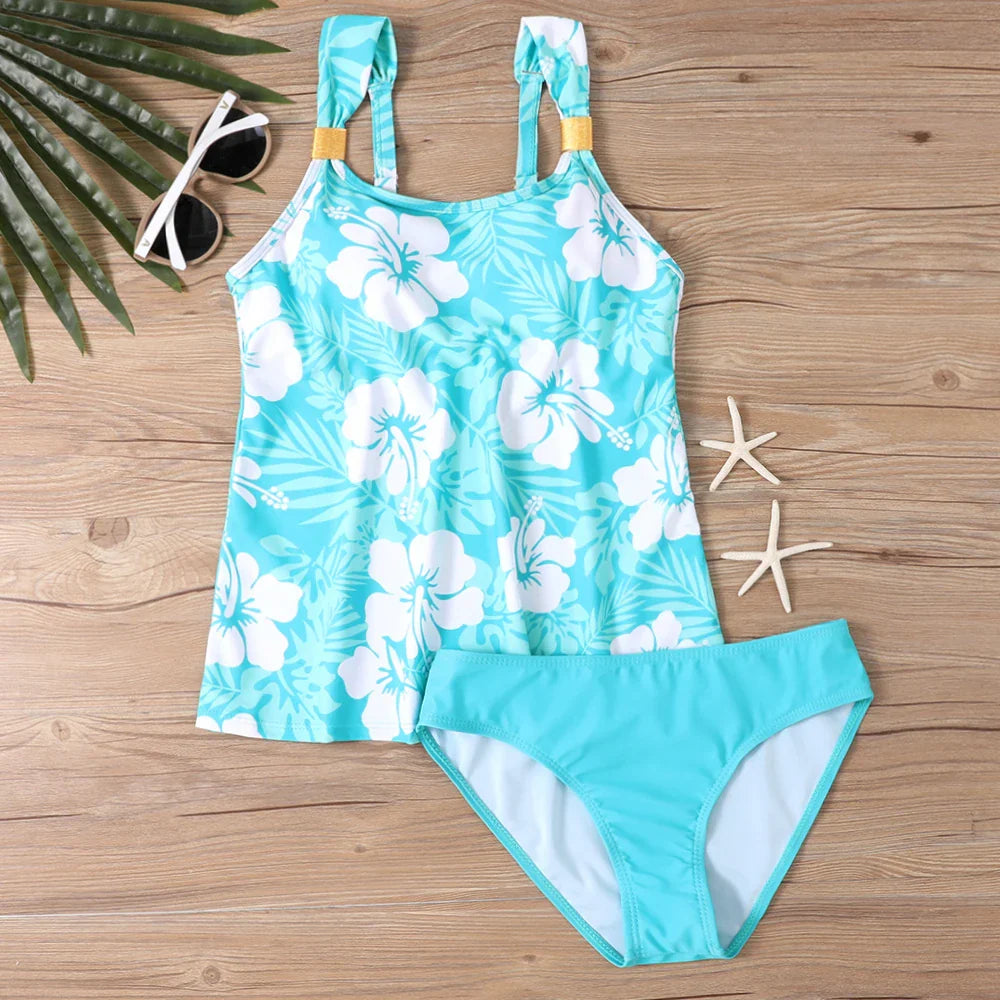 2023 New Summer Ladies Sexy Tankini Two Piece Swimsuit High Waist New Design Printing Beachwear Women's High Waist Swimsuit