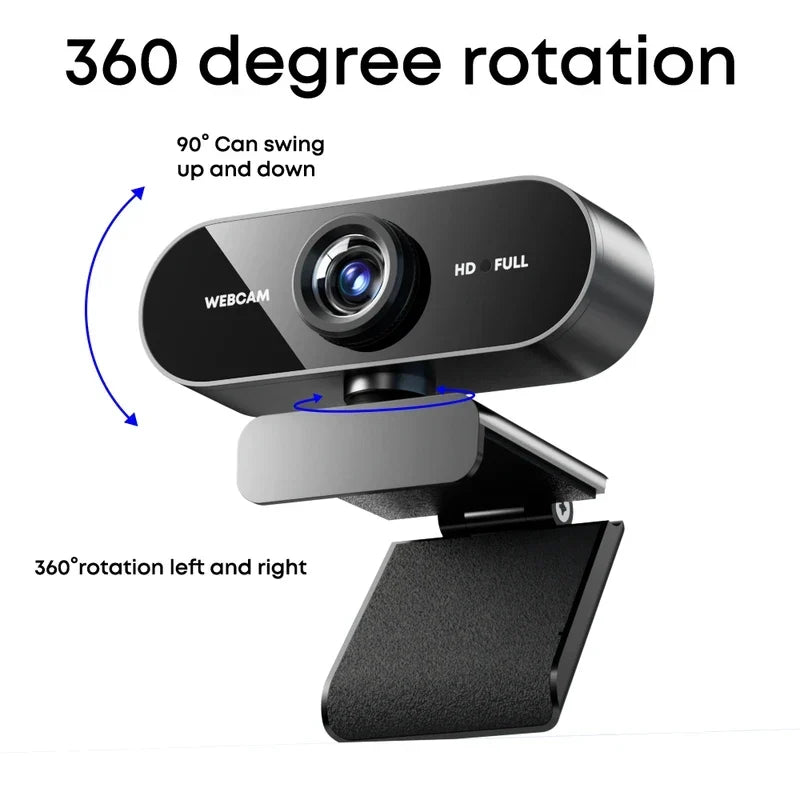 1080P FHD Webcam with Microphone, USB Computer Camera for Laptop Desktop, Wide Angle for Online Class & Video Conference