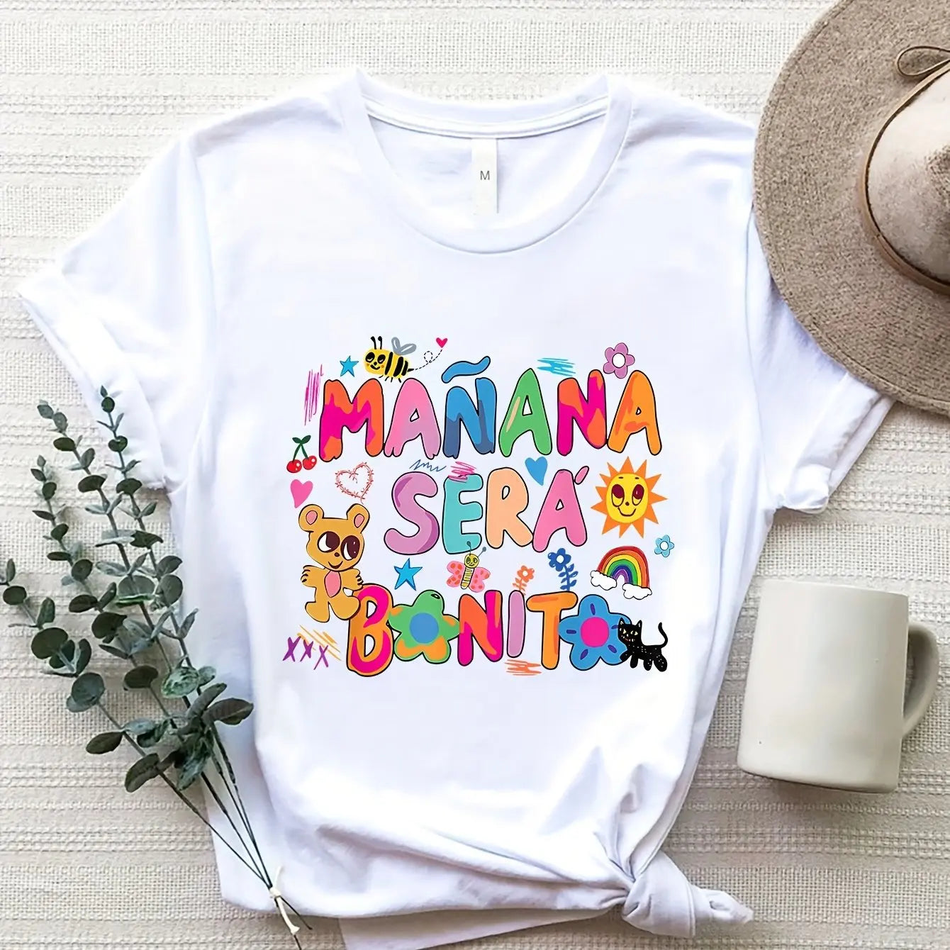Cartoon Print Women T-Shirt, Short Sleeve Crew Neck Casual Top for Summer & Spring, Women's Clothing