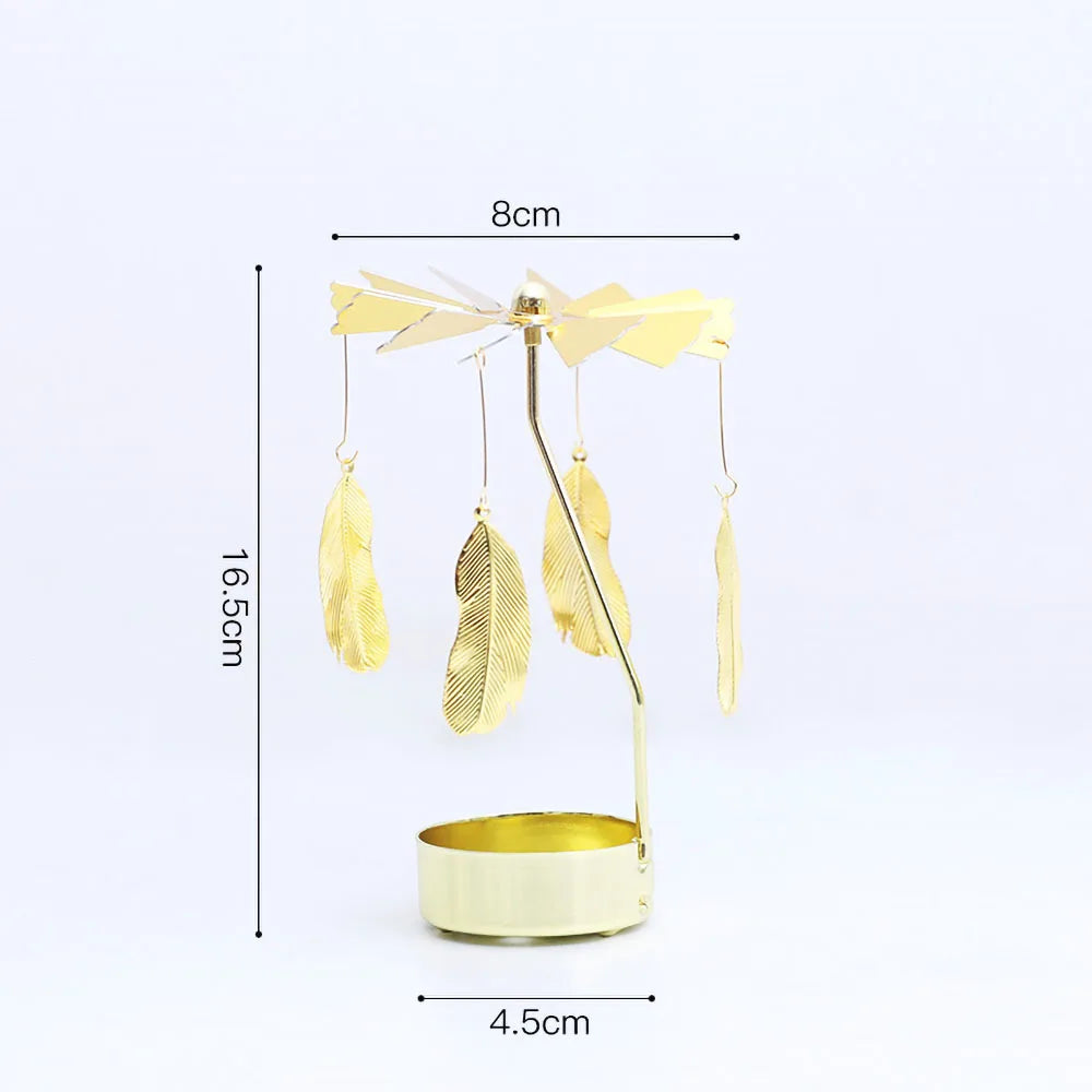 Spinning Tealight Holder, Aluminum Alloy Carousel Heat Powered, Rotating Candle Display.