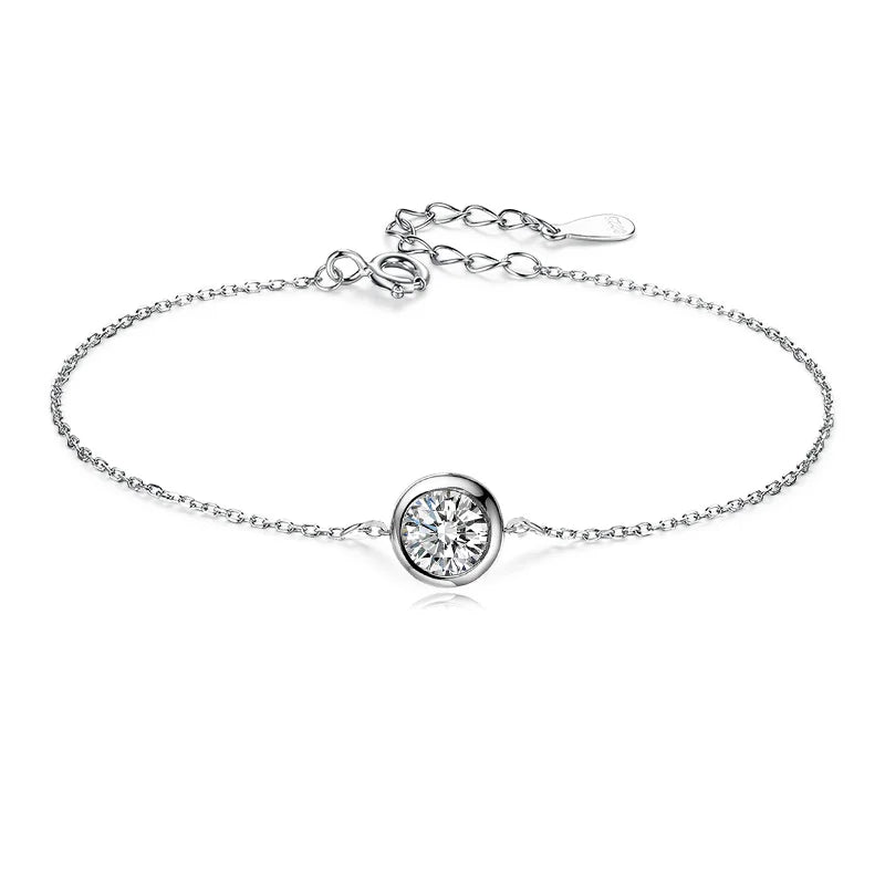 Trustdavis 100% 925 Solid Real Sterling Silver Fashion Women's Jewelry Round CZ Bracelet 15cm For Women Girl Lady Gift DA1227