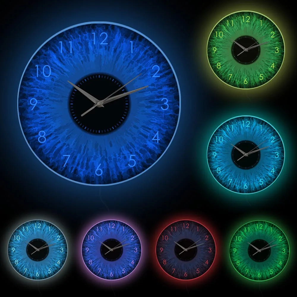 Blue Eyes Iris Opticianry Wall Clock Weird Macro Reptilian Eyeballs Eye Designed Home Decor Clock Eye Doctor Ophthalmology Gifts