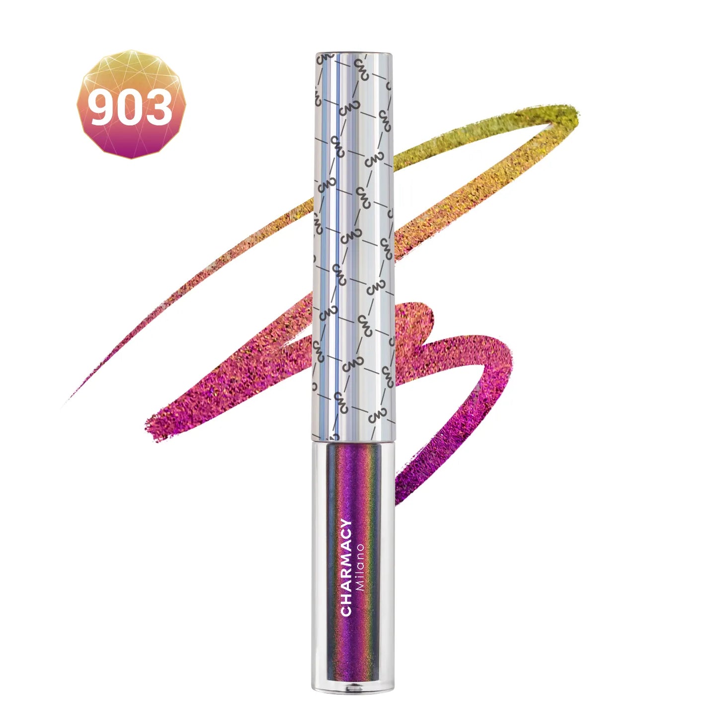 CHARMACY Duochrome Glitter Liquid Eyeliner Waterproof Long-lasting Ultra-Fine Tip Smudge-proof Eye Liner Makeup for Women