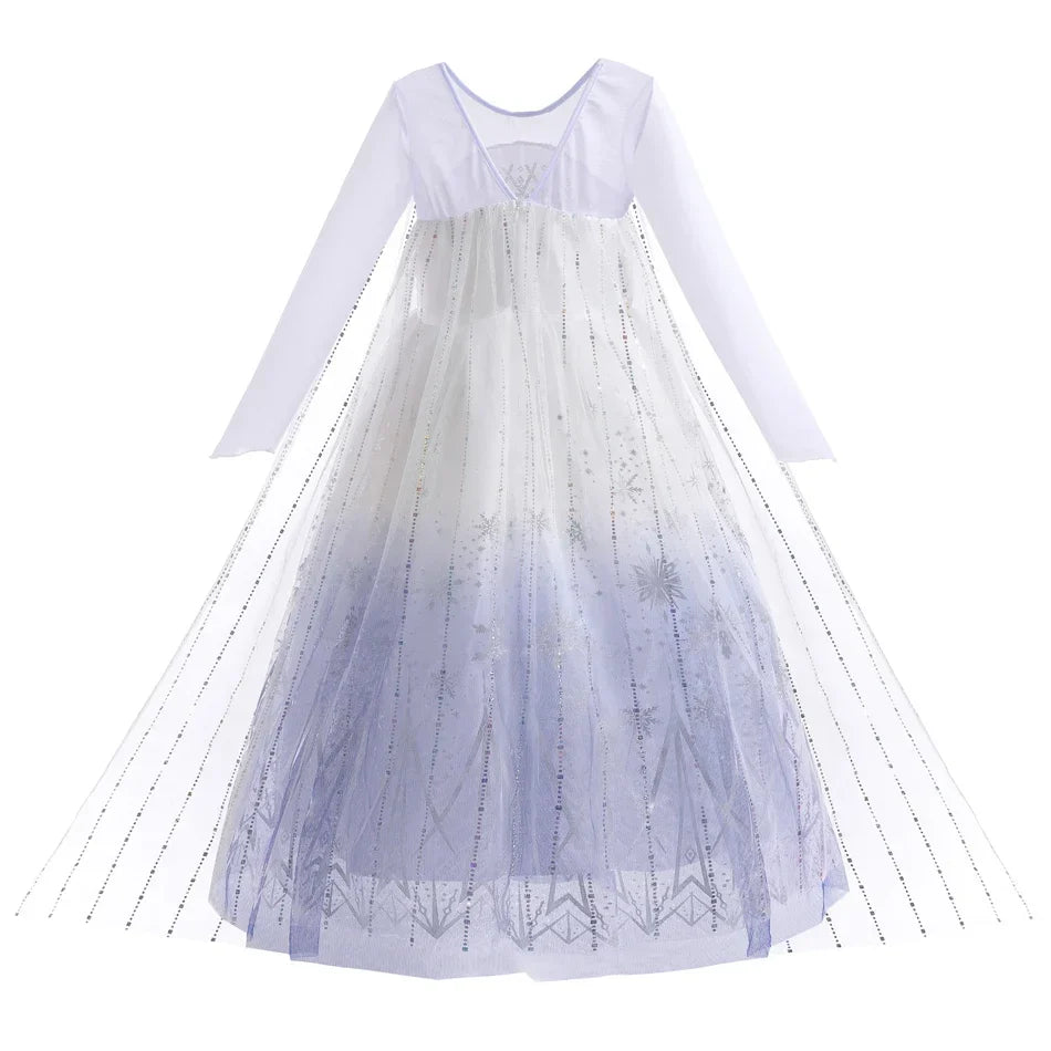 White Elsa Dress for Girls Children Princess Fancy Costume Party Carnival Dress Up for Girl Christmas Birthday Cosplay