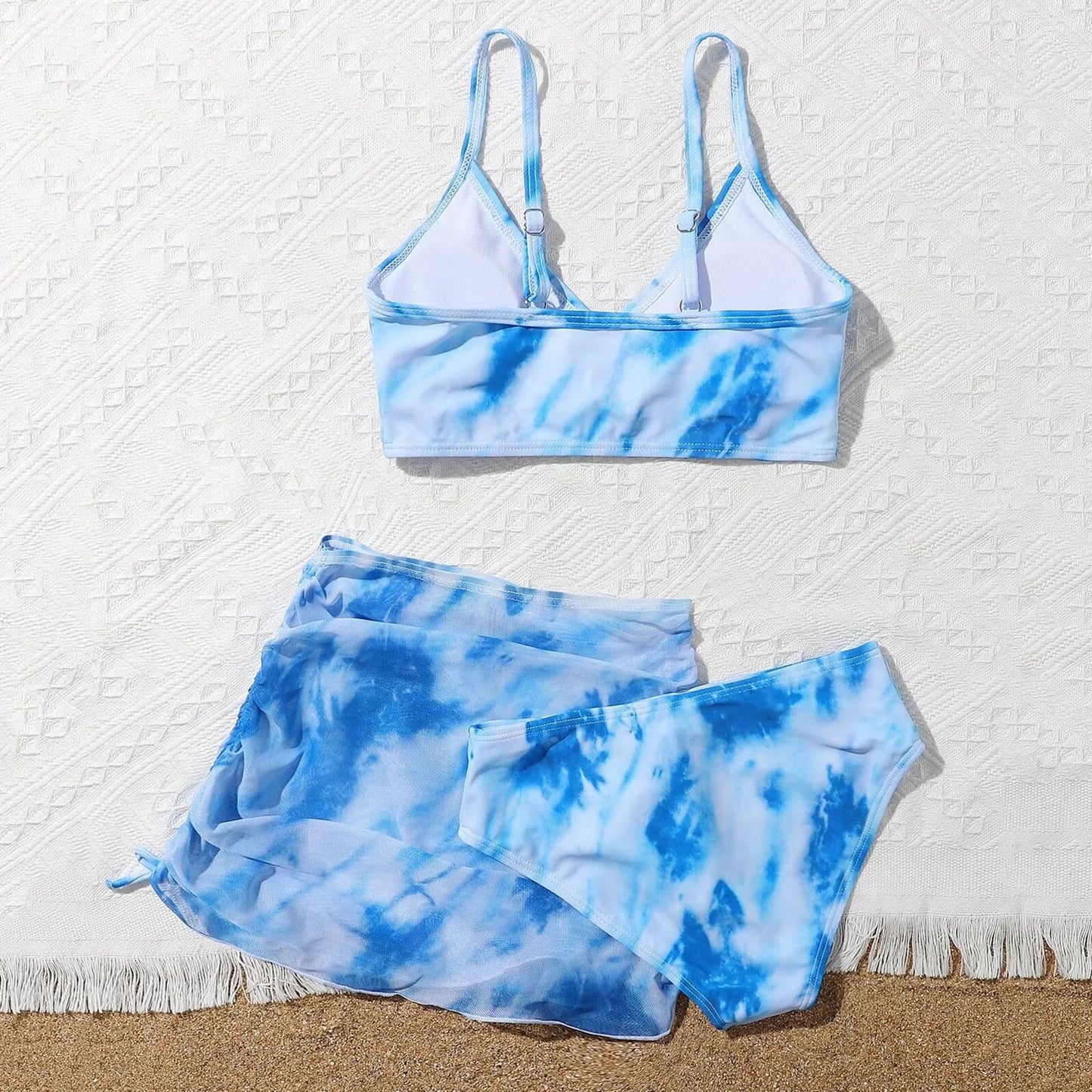 Girls 3pack Tie Dye Print Bikini Sets Kids Swimsuit & skirts 7-14 Years Children's Swimwear 2024 Teens Child Girl Bathing Suit