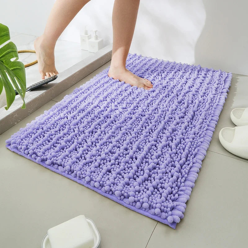 1 piece bathroom carpet bath mat, non-slip super thick lotus pine soft chenille door mat, fluffy foot mat, indoor solid color do