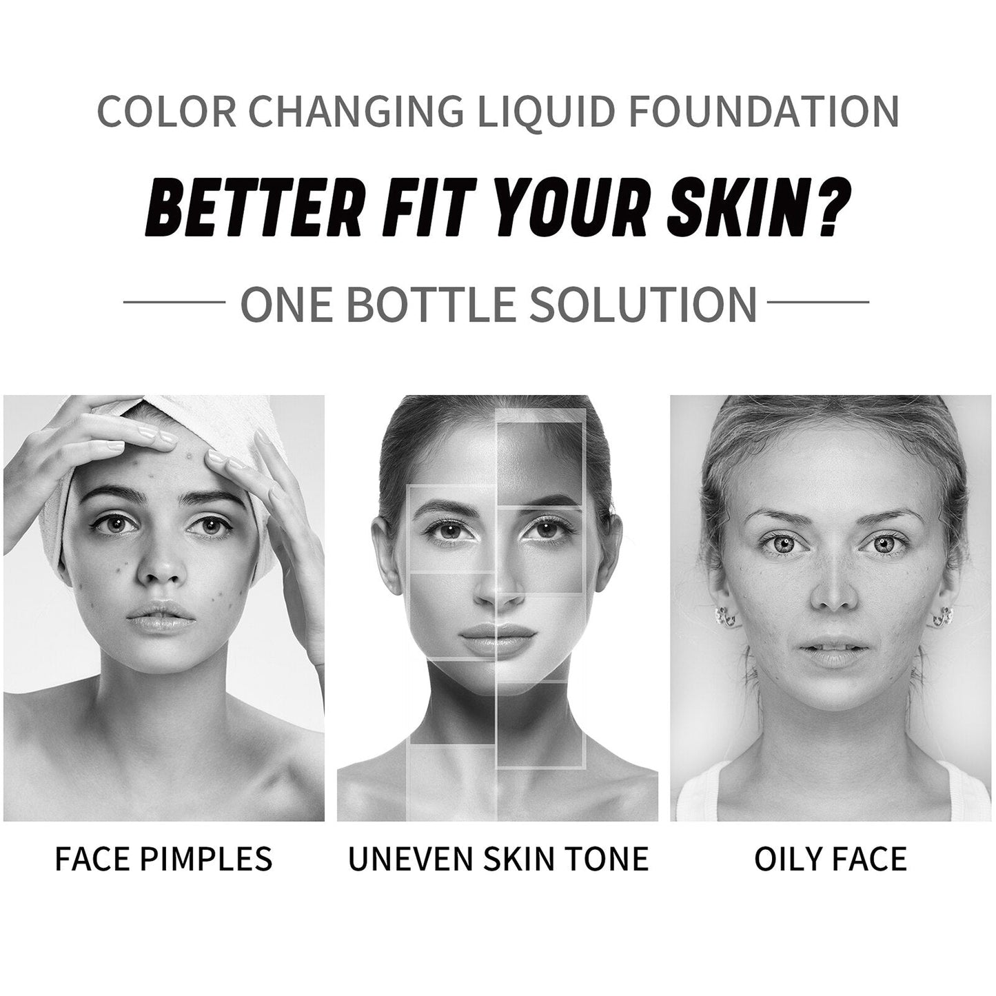 Liquid Face Foundation Color Changing 30ml Full Coverage Face Foundation Waterproof Liquid Face Foundation Concealer To Even