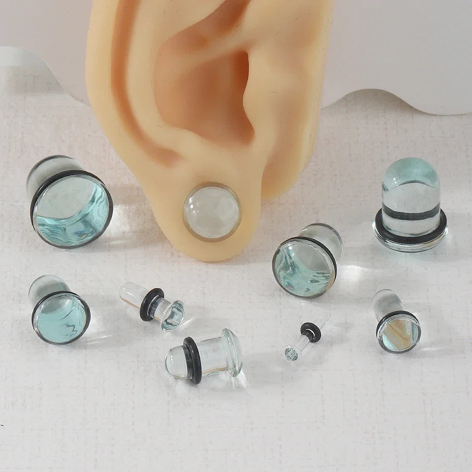 2pcs Glass Ear Gauges Stretching Kit Short Taper Expander 1.6-16mm