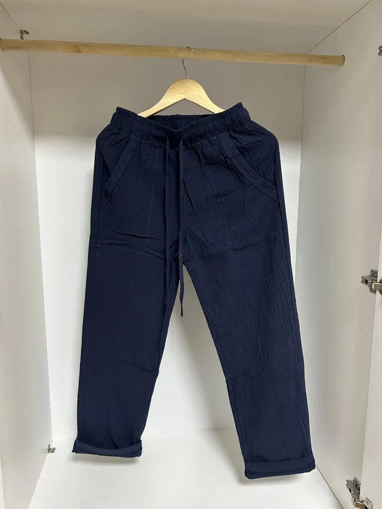 Women's Pants New In Korean Fashion Commuter High Waist Women Clothes Cotton Lace-up Pencil Wide Trousers Streetwear Black Pants