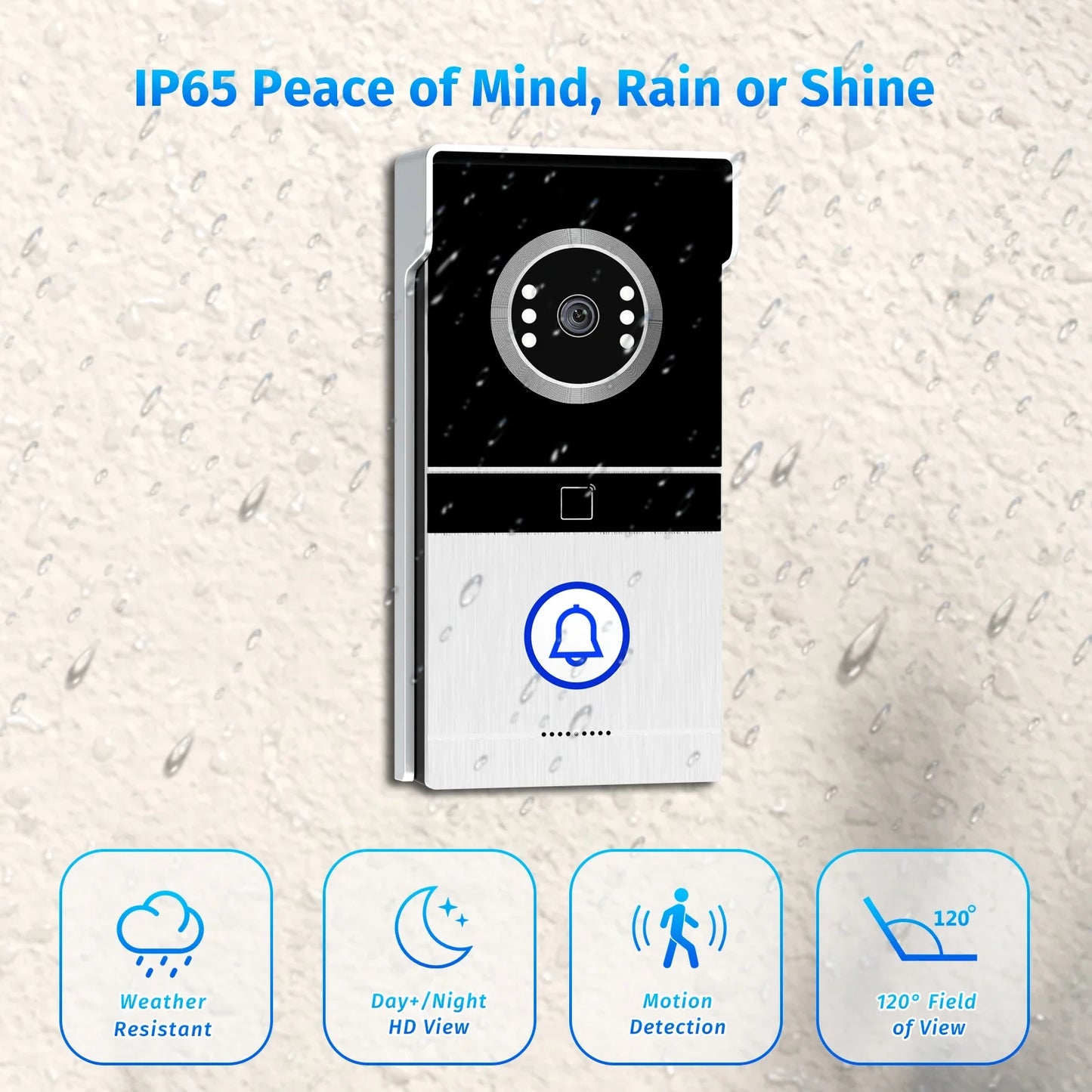 Tuya WiFi Video Intercom with 7'' HD Display, Dual-Mode Night Vision & Waterproof Design, Video Door Bell for Villa/Gate