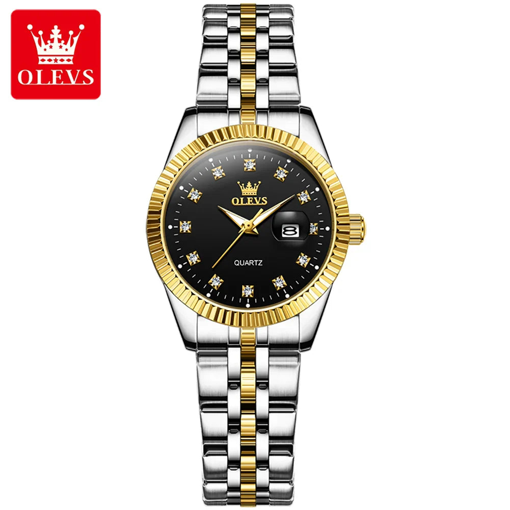 OLEVS Hot sale Women's Watches Luxury Diamond Elegant Women Wristwatch Stainless Steel Waterproof Luminous Ladies Watch Jewelry