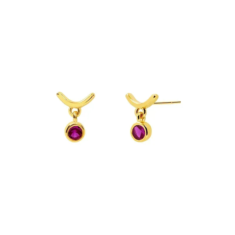 925 Sterling Silver Ear Needle Rose colors Zircon Hoop Geometric Pendant Earrings for women Luxury Fashion Wedding Jewellery2023