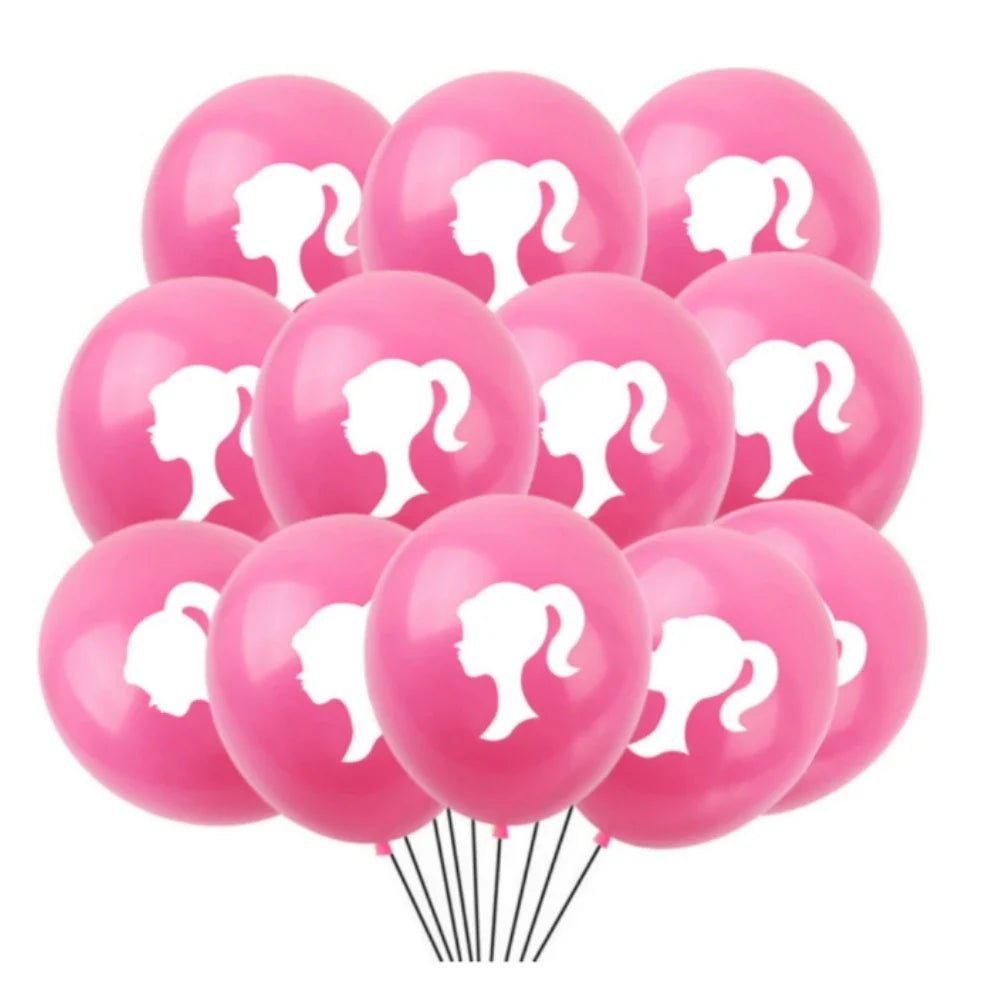 12/24pcs Barbie Latex Balloon Birthday Party Decorations Adult Wedding Decor Pink Girl Helium Globos Baby Shower Princess Ballon
