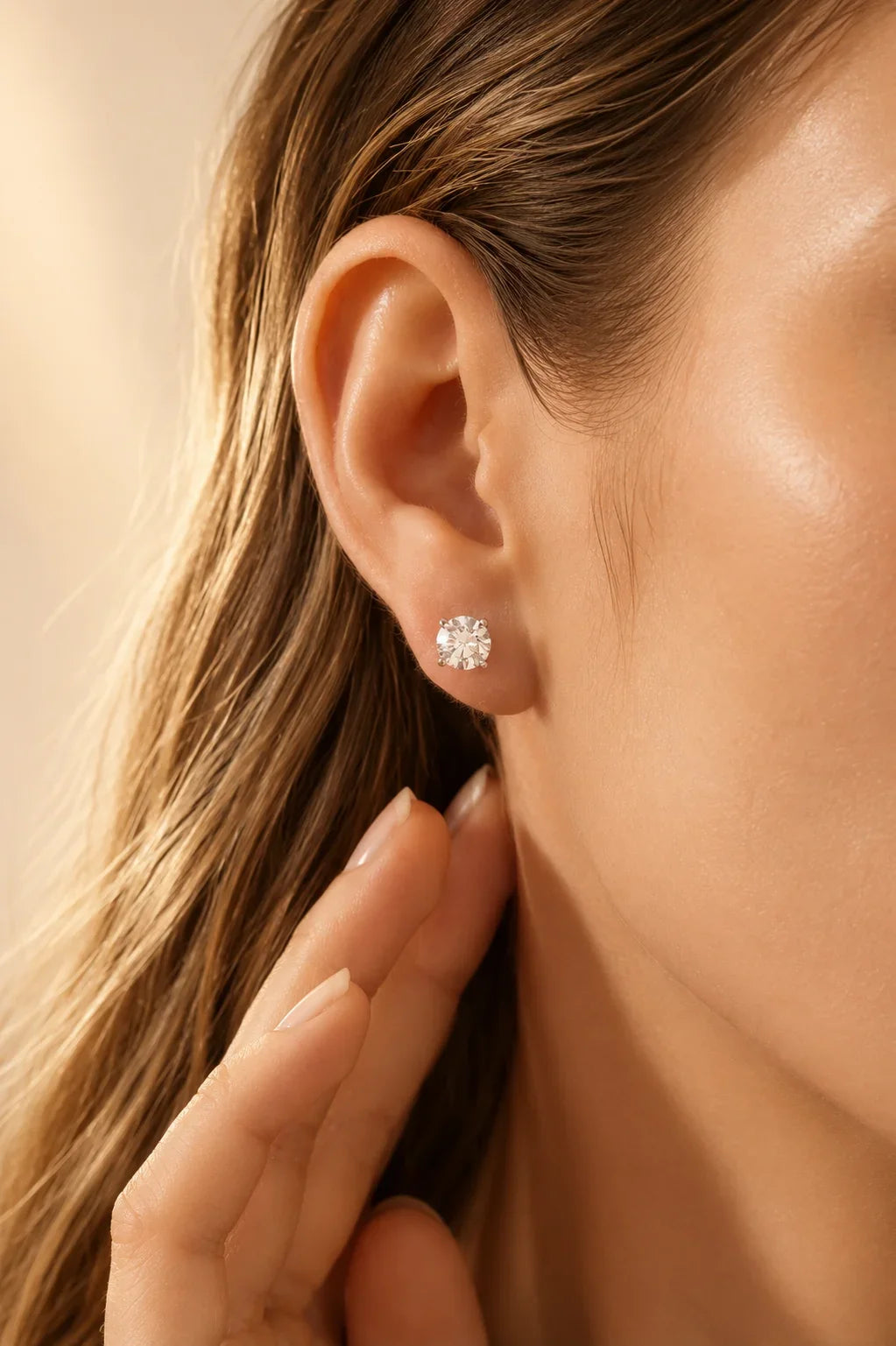 Custom Lab Grown Diamond Ear Stud 9K 14K Gold 0.1ct To1ct VS Clarity D Color Anniversary Engagement Fine Jewelry for Women
