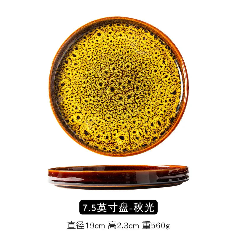 Ceramic household dish Ceramic dumpling plate ins high appearance level Western plate Japanese round tray