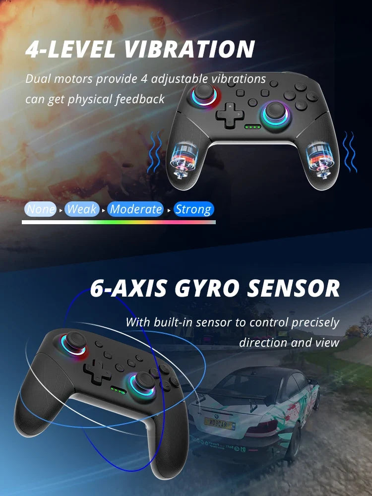 DATA FROG Wireless Controller For Switch OLED/Lite Console Pro Gamepad with 1000Mah Battery Programmable Turbo Function