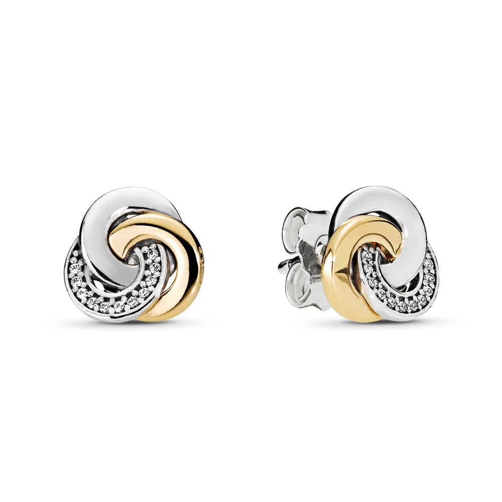 100%925 Pure Silver Classic Water-Drop Heart-Shaped Round Stud