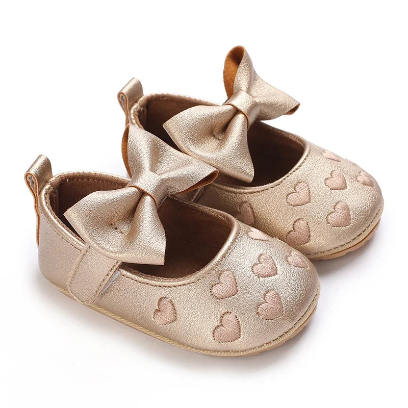 0-1Year Baby Shoes Infant Pre-Walker Shoes Girls Princess Bow Shoes Cute Breathable Flower Soft Sole Casual Sports Footwear