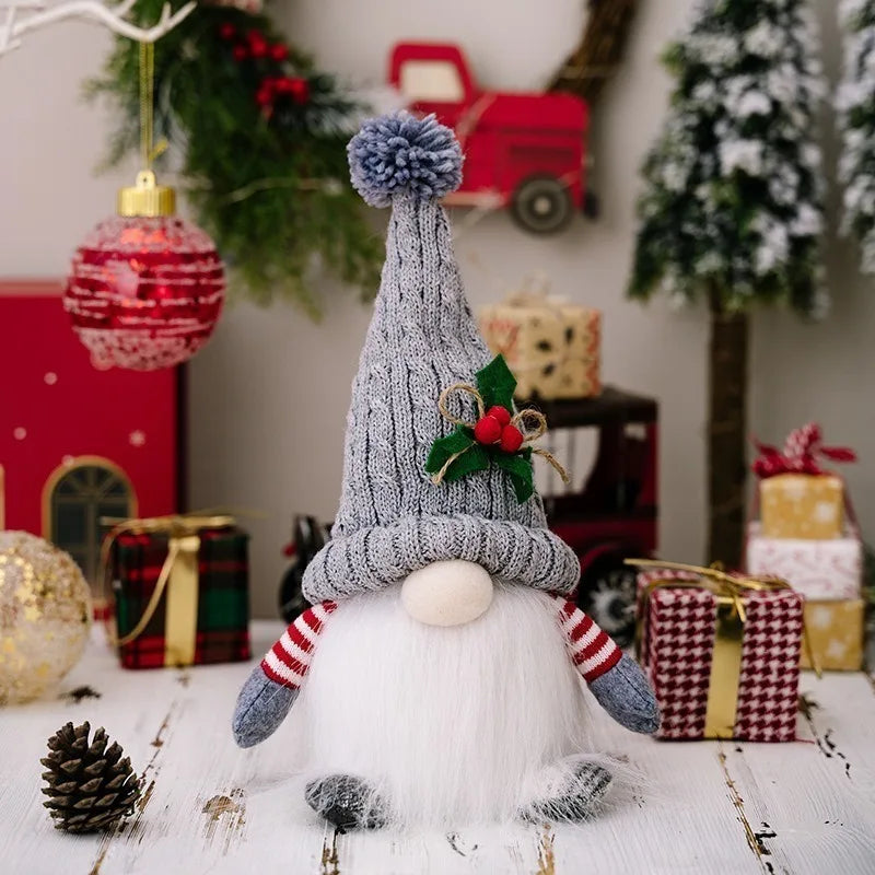 30CM Glowing Knitted Gnome Doll with Led Night Light Christmas Decorations 2024 Home Xmas Tree Decor Navidad New Year 2025 Gift