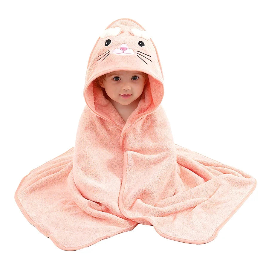 A Soft, Absorbent Baby Bath Towel with Cartoon Design, Thin Summer Style, Newborn Bath Towel, a Must-Have for Babies.