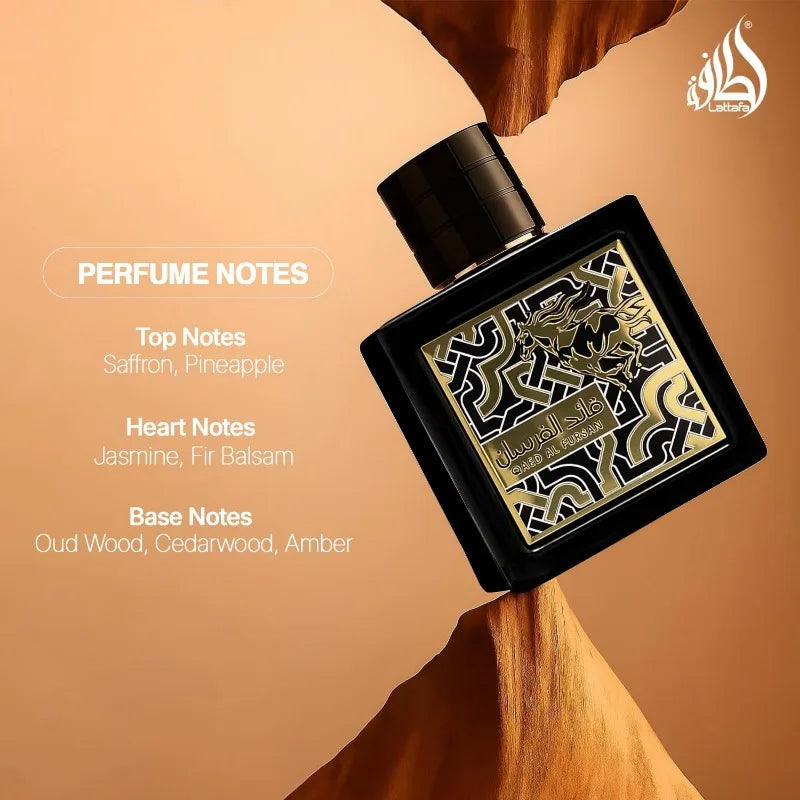 Lattafa Qaed Al Fursan for Men, Eau de Parfum Spray, 3.04 Ounce