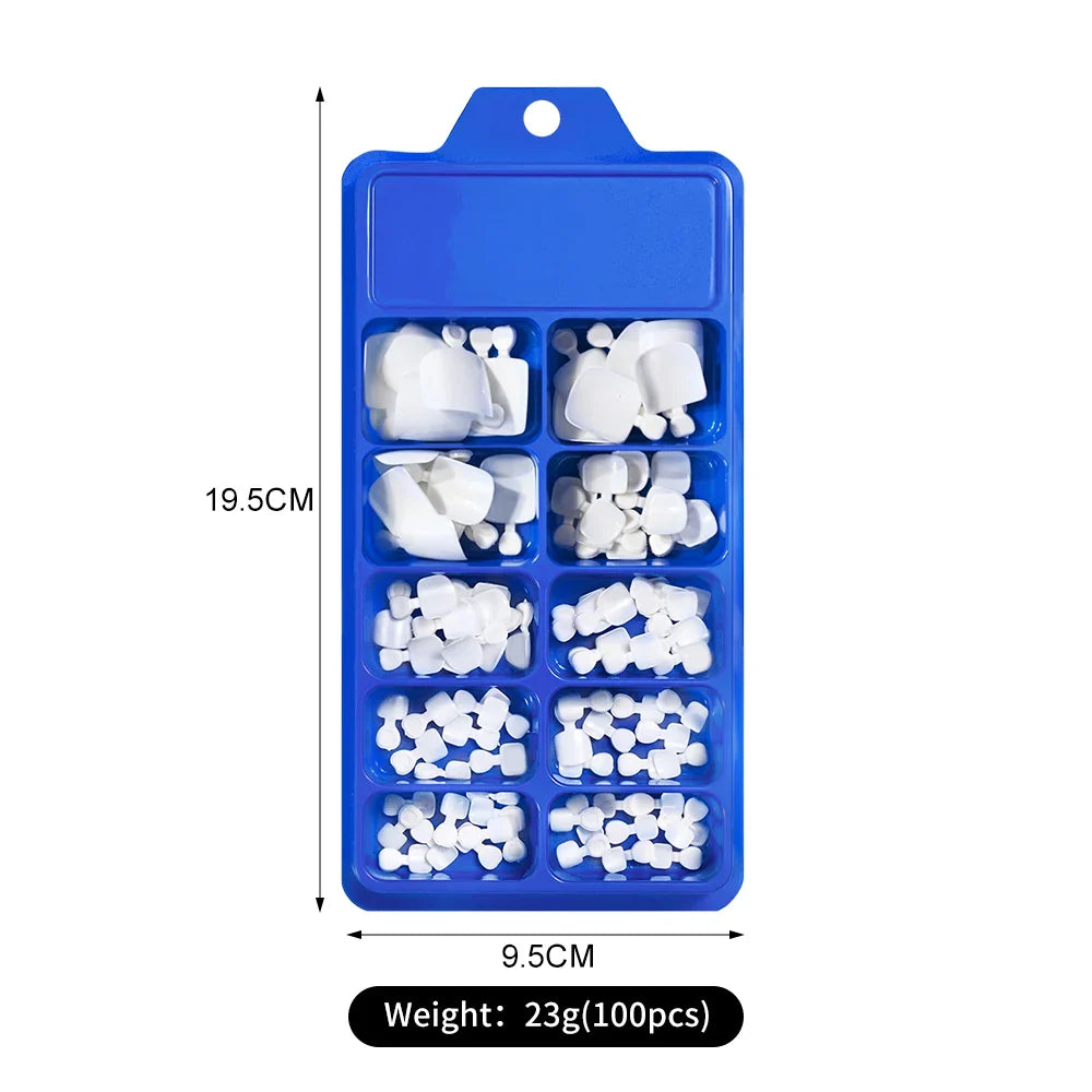 100PCS Short Square False Toenail Tips, Full Cover Acrylic Nail Art.