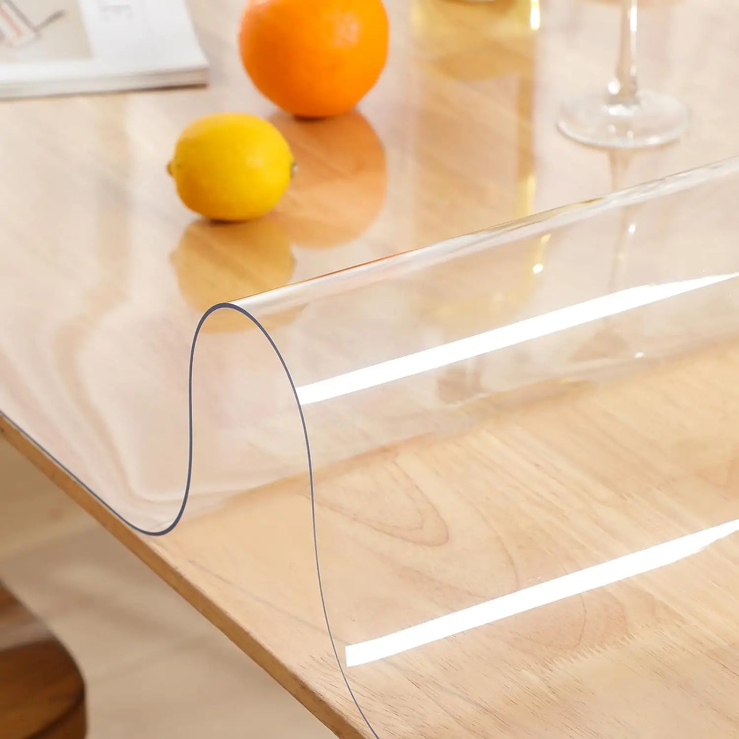 1.5mm Thick Clear PVC Tablecloth, Heat-Resistant Waterproof Oil-Proof Dining Mat for Kitchen Table, Multiple Sizes