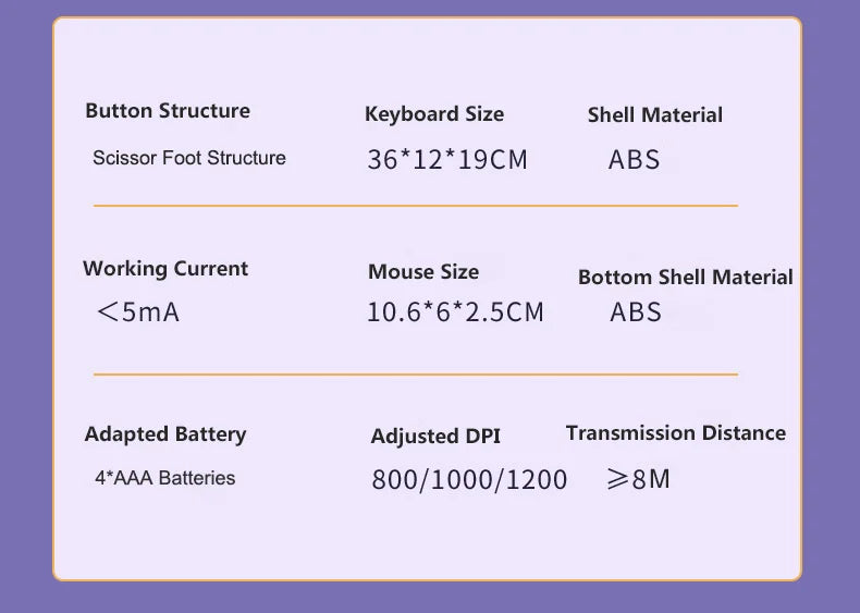 Fashion Keyboard and Mouse Set Wireless PC Gamer Keyboards and Mouse Kit Ultra Thin Office Ergonomic Gaming Keypad Mice Purple