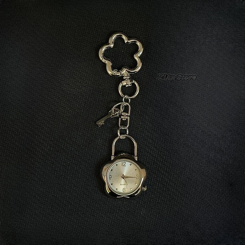 Original Hollow Heart Pocket Watch Chain Keychain Design Steampunk Clock Vintage Necklace Pendant Jewelry Watch Men Women Gift