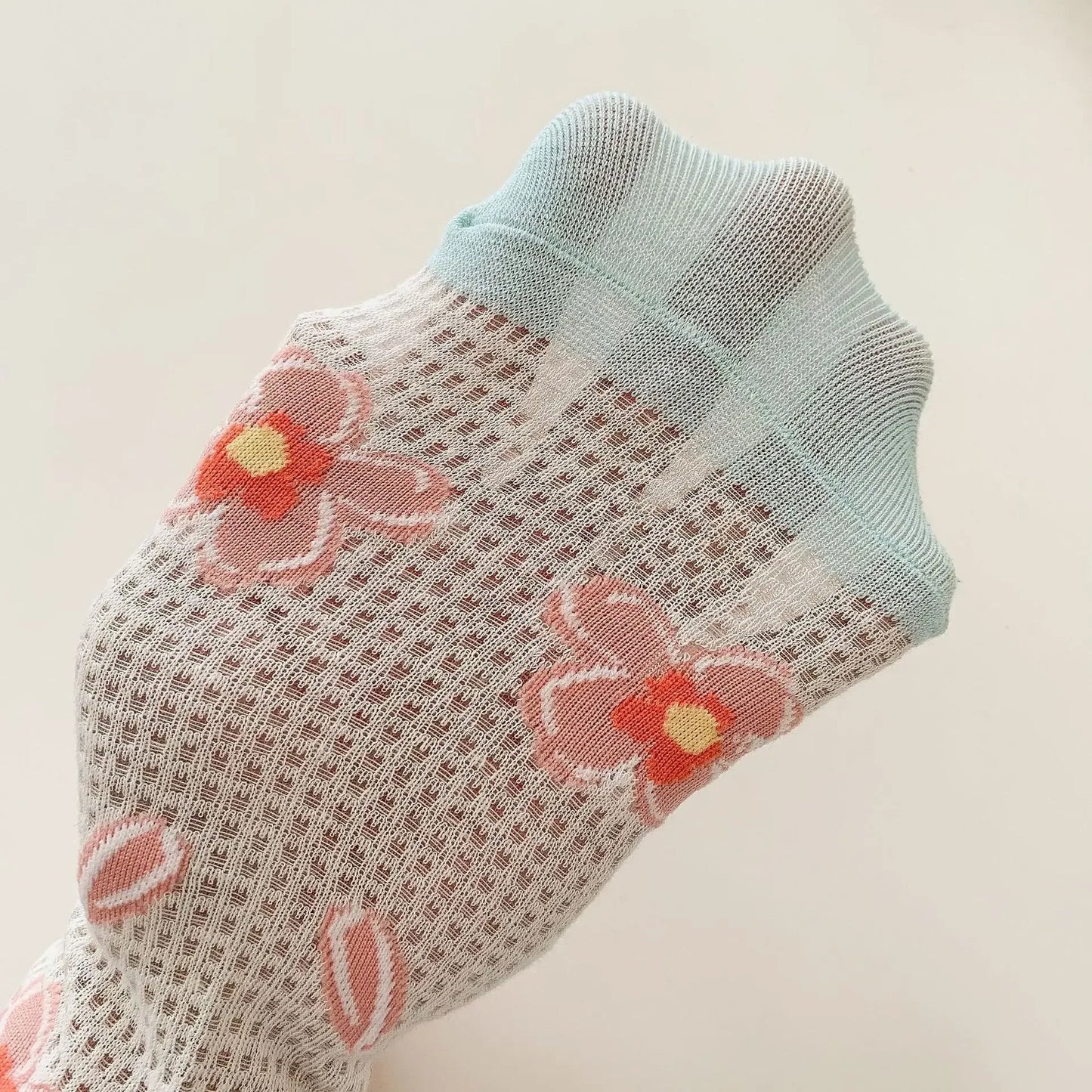 Transparent Crystal Silk Socks Women Fashion Ultra-thin Summer Harajuku Crew Socks Flower Streetwear Elastic Long Mesh Socks